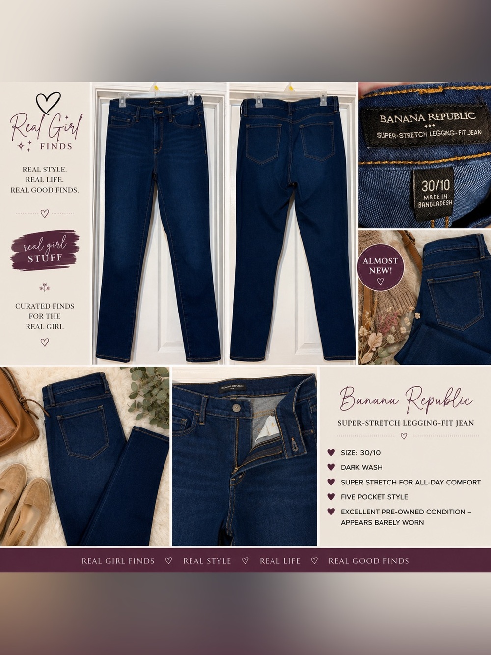 Banana Republic Dark Blue Super-Stretch Jeggings